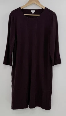 J.Jill Ponte Knit Herringbone 3/4 Sleeve Dress Sz L Pockets Career Preppy Mature - Image 1 of 4