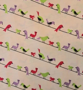 Cranston Quilt Fabric - Birds On A Wire - 17" Remnant + Fat Quarter - New - Picture 1 of 1