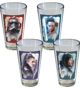 Star Wars Die letzten Jedi 16oz 4er Pack Pint Gläser Rey Rose Tico Prinzessin Leia NEU - Bild 1 von 3