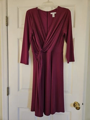 Vestido London Times Soft Fuschia Faux Wrap tamanho 12 - Imagem 1 de 3