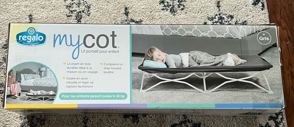 Regalo Portable My Cot Award Winning Brand Cot Gray 48" Long 24.5" Wide...