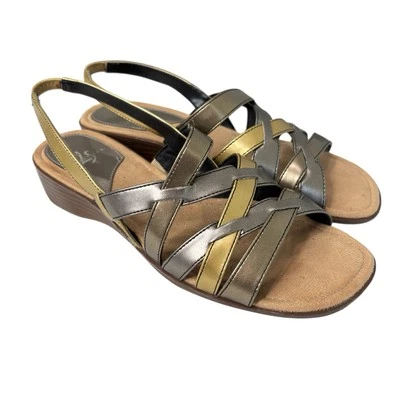 Lifestride Margarita Metallic Slingback Wedge Heel Sandals Womens Shoes Size 6.5 - Image 1 of 4