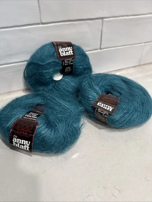 Lote de 3 Fils Anny Blatt Mohair SilkYarn Turquesa 50g cada uno Francia Foto 1 de 4