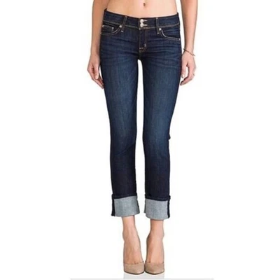 Pantalones de mezclilla Hudson Ginny recortados pierna recta con puños lavado oscuro tiro medio 28 Foto 1 de 4