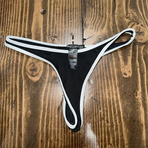 Nasty Gal Women's Bikini Bottom Size 6 Black Ribbed Cheeky Thong New Black - Picture 1 of 8