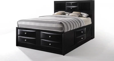 Cama King Irlanda con almacenamiento en negro Foto 1 de 4