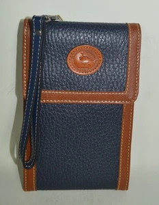 Dooney & Bourke All Weather Leather Wristlet Brown Navy - Picture 1 of 5