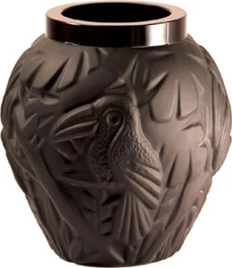 Art Deco Stil Kristallglas schwarz tropisch Vogel Design - Bild 1 von 2