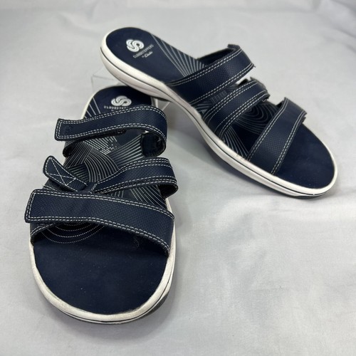 Sandali Clarks Cloudsteppers donna 10 M Brinkley Coast 3 slide cinturino blu
