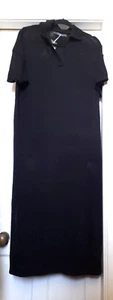 Primark Black Knit Linen Blend Maxi Column Dress Polo Neck M UK 12 NWT - Picture 1 of 10