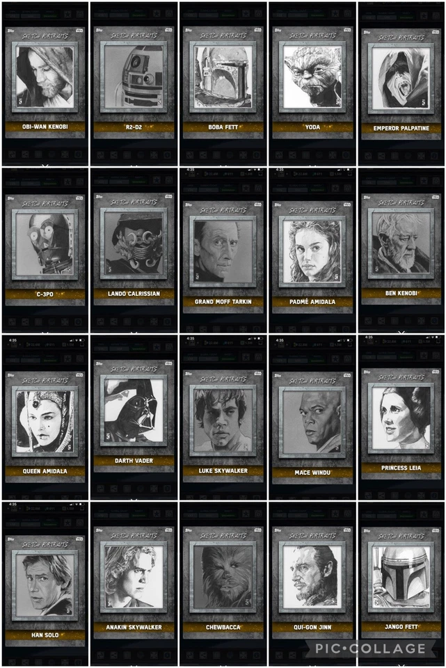 Topps Star Wars Digital Card Trader Orange 20 Card Sketch Portraits Insert Set - Image 1 of 1
