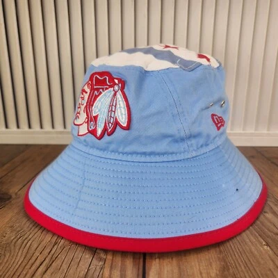 Chicago Blackhawks City Flag New Era OSFM Bucket Hat Gorra Azul Rojo NHL Hockey CHI Foto 1 de 4
