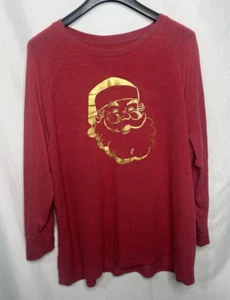 EUC Christmas State of Mind Womens Top 2XL Red Long Sleeve Santa Claus Box XM1 - Picture 1 of 5