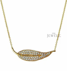 14K Gold 0,30 ct VS/F-G Diamant Blatt Charm Anhänger Halskette - The Jewelz - Bild 1 von 3