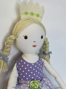 Pottery Barn Kids Princess & the Pea Cloth Doll Tea Party Purple Dress PBK dots