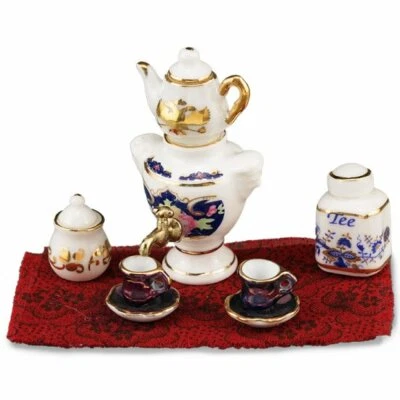Dollhouse Miniature Samowar Water Heater & Tea Set Reutter Porcelain 1:12 B406 - Image 1 of 4