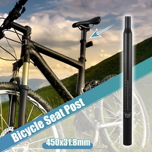 31.8x450mm Bicycle Seat Post Aluminum Alloy Seat Tube with Scale Mark Black - Picture 1 of 7
