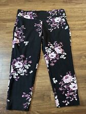 Torrid Black Full Length Premium Leggings Pink Purple Floral Print Women's SZ 00