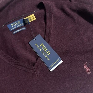 NEW Polo Ralph Lauren Men's 2XL Washable Merino Wool Wine Red V-Neck Sweater XXL - Picture 1 of 16