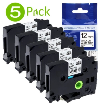 Compatible Brother TZ-231 P-Touch Black On White Label Tape 12mm x 8m TZe-231. - Image 1 of 4