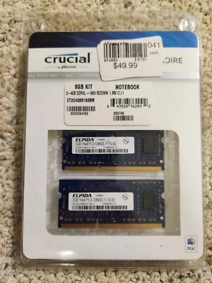 NIB Crucial by Micron Apple Mac Compatible Memory 8 GB (4GB x 2) Kit  - Image 1 of 2