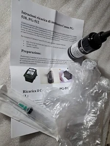 Kit Ricaricara Cartuccia Canon PG510 e PG512 + ISTRUZIONI RICARICA - Photo 1/2