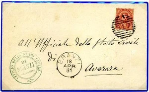 ITALIA - Regno - 1881 - Da Branzi/Bg ad Averara/Bg - 10 c. - Effigie Umberto I - Imagen 1 de 1