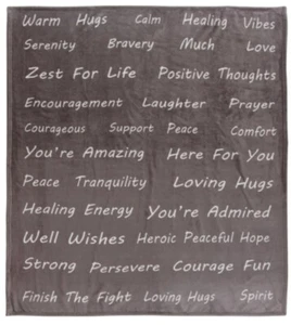 Fleece Throw Compassion Blanket Strength Courage Super Soft Warm Hugs Gray Gift. - Picture 1 of 5