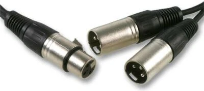 1.5m XLR Female to 2x Male Splitter Cable Microphone PRO Audio Sound Adapter  - Image 1 of 3