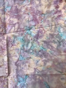 Batik Cotton Fabric - Pink/Purple/Yellow/Turquoise Abstract, 19" x 43" - Picture 1 of 3