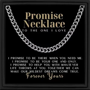 To My Man Cuban Link promise Necklace Message anniversary birthday gift for him - Picture 1 of 8
