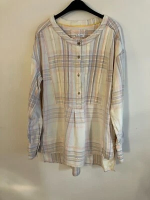 Free People Plaid Oversize Cotton Tunic Top, Ivory Pink, Medium, RRP $128 - Image 1 of 3
