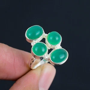 Green Onyx Gemstone Solid 925 Sterling Silver Handmade Ring Jewelry Gift HR-025 - Picture 1 of 11