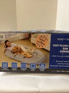 Fond + Found Large Cozy Plush Pet Bed for Humans, Gray, 68" x 38" x 10" - Picture 1 of 2