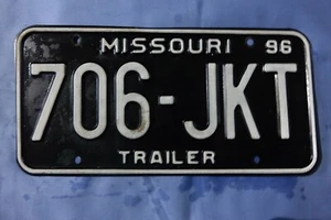 VINTAGE MISSOURI LICENSE PLATE 1996 96 Trailer - Picture 1 of 3