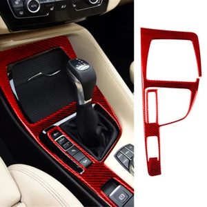 Cuadro de cambio de marchas de fibra de carbono rojo para BMW X1 2016-18 1 pieza - Imagen 1 de 9