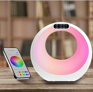 Zishen LED Night Light Bluetooth Speaker with Alarm, App Control, Time Display - Afbeelding 1 van 12