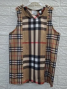 New Burberry Beige Contrast Check Dress Size 12Y - Picture 1 of 6