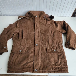 Perry Ellis Portfolio Jacket Mens Faux Suede Hooded Lined Coat Insulate brown XL - Picture 1 of 11