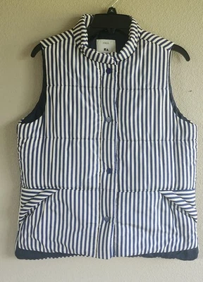 Free Assembly Insulated Puffer Vest Vertical Striped Snap Closure Pockets Small - Image 1 of 4