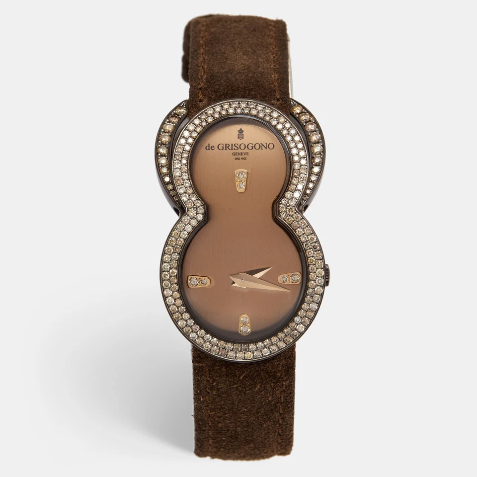 De Grisogono Brown PVD Coated18K Rose Gold Leather Be Eight S05 Women's - Image 1 of 4