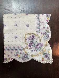 Pañuelo vintage estampado de algodón flor púrpura - Imagen 1 de 3