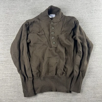 Vintage DSCP Garrison Collection Henley Sweater Brown Mens Small Shawl Collar - Image 1 of 4