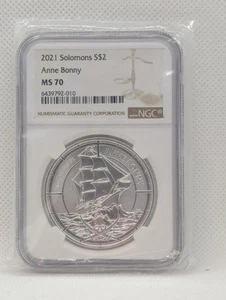 2021 Solomon Islands Pirate Queens Anne Bonny 1oz Silver Coin NGC MS 70 - Picture 1 of 1