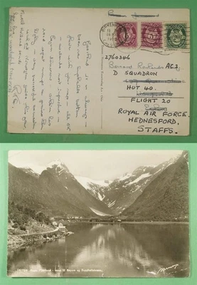 POSTAL DR WHO NORUEGA FJAERLAND RPPC A INGLATERRA ENVIADA A RAF R16261 Foto 1 de 3