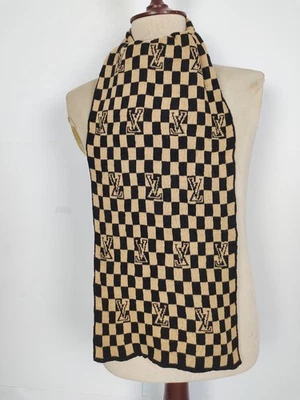 Louis Vuitton genuino vintage beige/negro lana invierno bufanda bufandas Foto 1 de 4