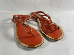 MICHAEL KORS Hartley Scorpius Thong Sandals Orange Gold Size 36.5/6.5 MSRP $259 - Picture 1 of 13