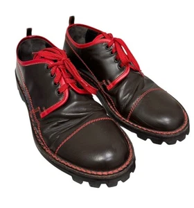 Miu Miu by Prada Chunky Lace Up Derby Shoes 10.5 US Bowler RARE Brown Red Vtg - Picture 1 of 9