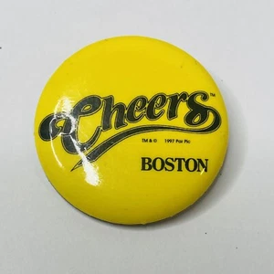 1997 Cheers Boston Bar Pub Pin Badge Button Pinback Small Yellow Black TV Vtg - Picture 1 of 3