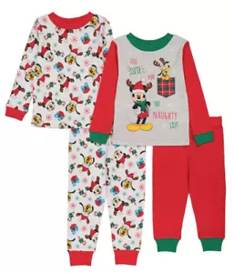 Juego de 4 pijamas de Navidad de manga larga Disney Mickey Mouse para niños pequeños nuevos con etiquetas 2T - Imagen 1 de 1